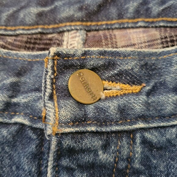 Carhartt Blue Denim Flannel Lined Relaxed Fit Jeans 40x30 B172 DST - Picture 8 of 9